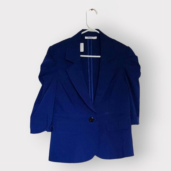 RICKI'S WOMENS SIZE 12 BLUE THIN BLAZZER JACKET SHIRT - Picture 2 of 4